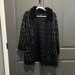 Nic+Zoe Faux Fur Reomvable Collar Jacket-Size Small